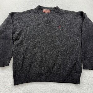 VTG Marlboro Classics Men's Charcoal Heather V-Neck Lambswool Sweater XL